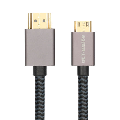 ULT-unite Gold-plated Head HDMI 2.0 Male to Mini HDMI Male Nylon Braided Cable, Cable Length: 2m (Black) - Cable by ult-unite | Online Shopping South Africa | PMC Jewellery | Buy Now Pay Later Mobicred