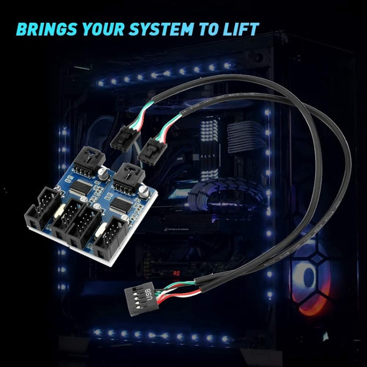 Rocketek HC427 9 Pin USB2.0 HUB Adapter One-to-Four Splitter Circuit Board - USB 2.0 HUB by ROCKETEK | Online Shopping South Africa | PMC TechLife | Buy Now Pay Later Mobicred