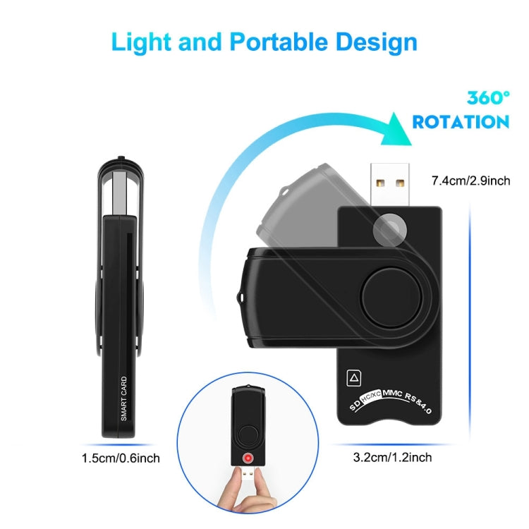 Rocketek CR310-B USB3.0 Multi-function IC Smart Card / SD / TF / SIM Card Reader -  by ROCKETEK | Online Shopping South Africa | PMC Jewellery | Buy Now Pay Later Mobicred