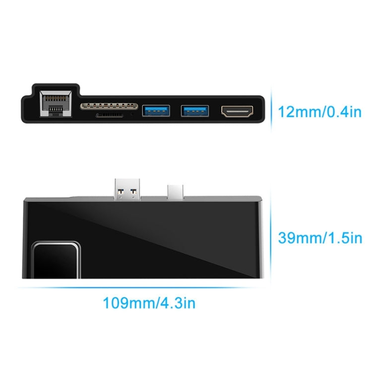 Rocketek SH768 6 in 1 RJ45 / USB 3.0 / HDMI / SD / TF HUB Adapter for Surface Pro 4 - free shipping - PMC Jewellery - Order now!