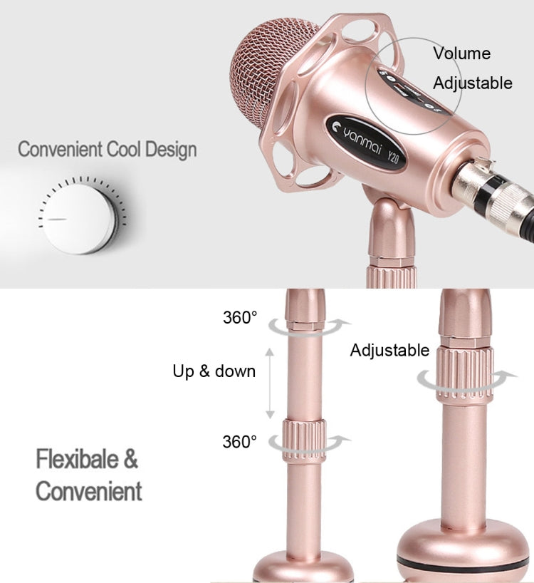 Yanmai Y20 Professional Game Condenser Microphone  with Tripod Holder, Cable Length: 1.8m, Compatible with PC and Mac for  Live Broadcast Show, KTV, etc.(Rose Gold) - Microphone by Yanmai | Online Shopping South Africa | PMC Jewellery | Buy Now Pay Later Mobicred