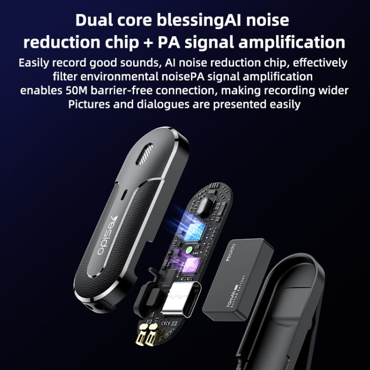 YESIDO KR16 2 in 1 Wireless Lavalier Microphone 8 Pin Receiver with Charging Box - Microphone by Yesido | Online Shopping South Africa | PMC TechLife | Buy Now Pay Later Mobicred