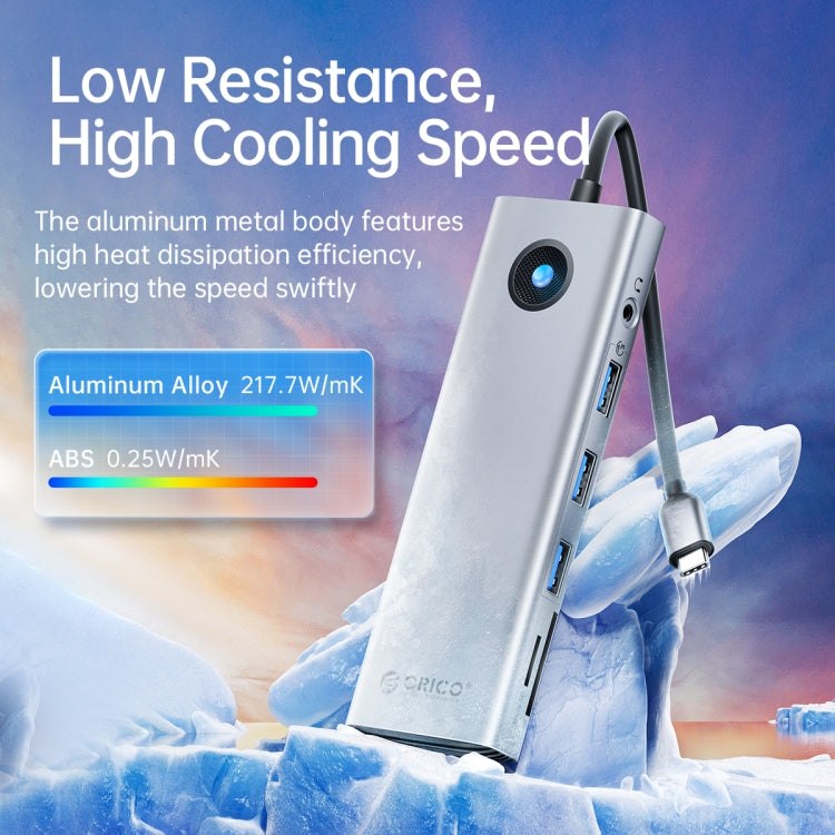 ORICO PW11-9P Type-C / USB-C 8-in-1 5Gbps Multifunction Docking Station(Dark Gray) - free shipping - PMC TechLife - Order now!