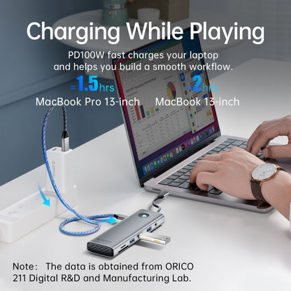 ORICO PW11-9P Type-C / USB-C 8-in-1 5Gbps Multifunction Docking Station(Dark Gray) - USB HUB by ORICO | Online Shopping South Africa | PMC Jewellery | Buy Now Pay Later Mobicred