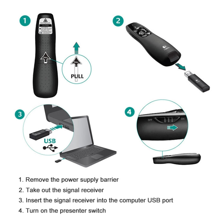 Logitech R400 2.4Ghz Wireless Presenter PPT Remote Control Pen -  by Logitech | Online Shopping South Africa | PMC Jewellery | Buy Now Pay Later Mobicred