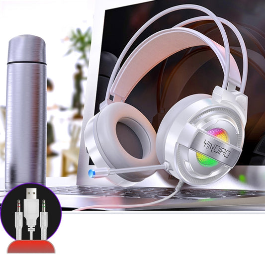 YINDIAO Q3 USB + Dual 3.5mm Wired E-sports Gaming Headset with Mic & RGB Light, Cable Length: 1.67m(White) - Multimedia Headset by YINDIAO | Online Shopping South Africa | PMC Jewellery | Buy Now Pay Later Mobicred