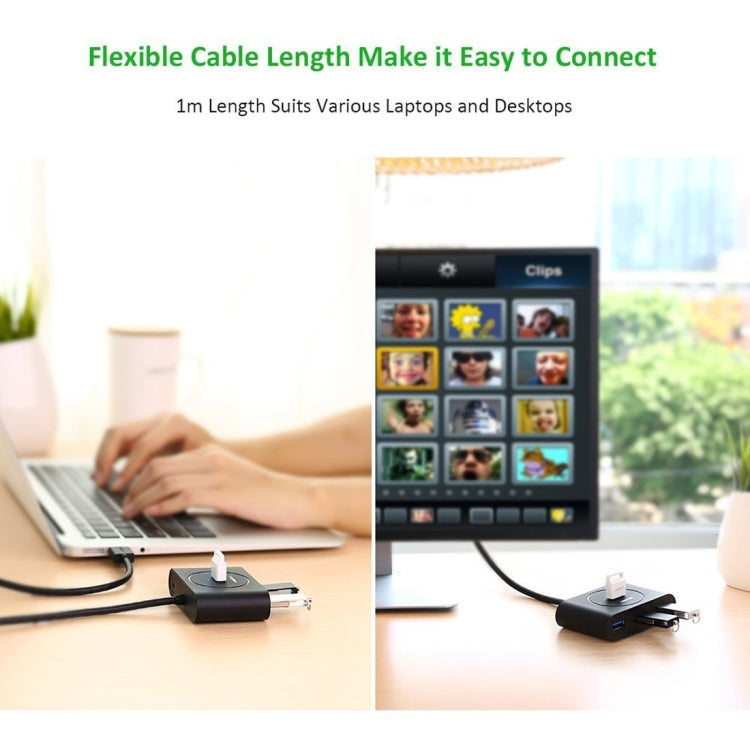 UGREEN Portable Super Speed 4 Ports USB 3.0 HUB Cable Adapter, Not Support OTG, Cable Length: 2m(Black) - USB 3.0 HUB by UGREEN | Online Shopping South Africa | PMC Jewellery | Buy Now Pay Later Mobicred