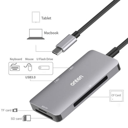 Onten 91882 5 In 1 USB3.0 x3 + SD + TF + CF Type-C / USB-C OTG Multi-function Card Reader - Card Reader by Onten | Online Shopping South Africa | PMC Jewellery | Buy Now Pay Later Mobicred