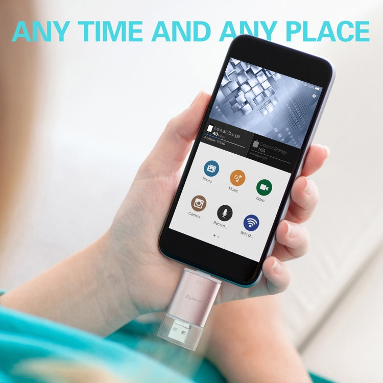 Richwell 3 in 1 64G Type-C + 8 Pin + USB 3.0 Metal Double Cover Push-pull Flash Disk with OTG Function(Silver) - free shipping - PMC Jewellery - Order now!