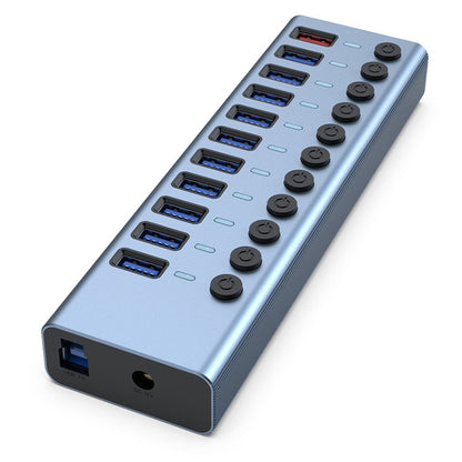 11 in 1 USB 3.0 HUB Splitter with Independent Switch & 12V 4A Power Supply - USB 3.0 HUB by PMC Jewellery | Online Shopping South Africa | PMC Jewellery | Buy Now Pay Later Mobicred