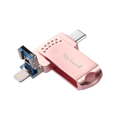 Richwell 32G Type-C + 8 Pin + USB 3.0 Metal Flash Disk with OTG Function(Rose Gold) - U Disk & Card Reader by Richwell | Online Shopping South Africa | PMC Jewellery | Buy Now Pay Later Mobicred