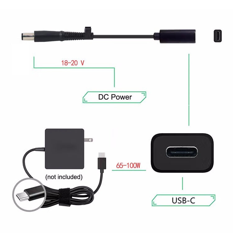DP USB-C / Type-C to 7.4 x 0.6mm Power Adapter Charger Cable for HP - Universal Power Adapter by PMC TechLife | Online Shopping South Africa | PMC TechLife | Buy Now Pay Later Mobicred