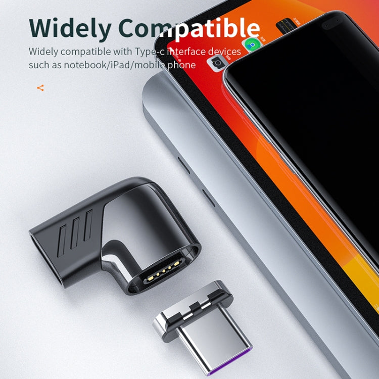 X20 100W PD USB-C / Type-C Female to USB-C / Type-C Elbow Magnetic Charging Adapter(Tarnish) - Charging Cable & Head by PMC TechLife | Online Shopping South Africa | PMC TechLife