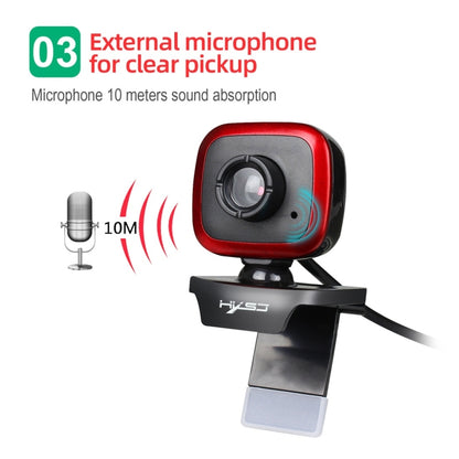 HXSJ A849 480P Adjustable 360 Degree HD Video Webcam PC Camera with Microphone(Black Red) - HD Camera by HXSJ | Online Shopping South Africa | PMC Jewellery | Buy Now Pay Later Mobicred