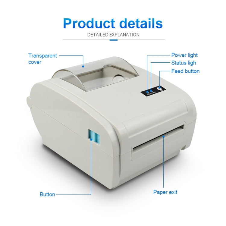 POS-9210 110mm USB +  Bluetooth POS Receipt Thermal Printer Express Delivery Barcode Label Printer, EU Plug(White) - Receipt Printers by PMC Jewellery | Online Shopping South Africa | PMC Jewellery | Buy Now Pay Later Mobicred