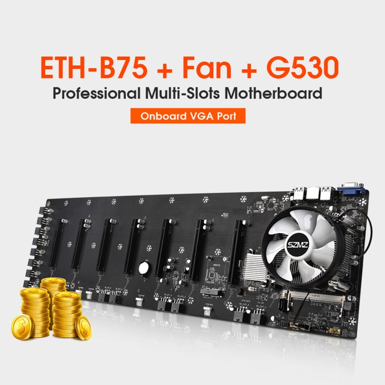 SZMZ ETH-B75 Professional Multi-slots Motherboard with Fan - Motherboard by PMC Jewellery | Online Shopping South Africa | PMC Jewellery | Buy Now Pay Later Mobicred