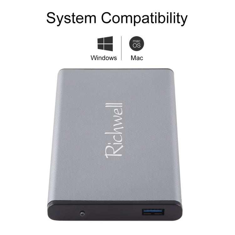 Richwell SATA R2-SATA-320GB 320GB 2.5 inch USB3.0 Super Speed Interface Mobile Hard Disk Drive(Grey) - External Hard Drives by Richwell | Online Shopping South Africa | PMC Jewellery | Buy Now Pay Later Mobicred