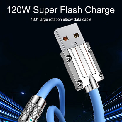 Mech Series 6A 120W USB to 8 Pin 180-degree Metal Plug Fast Charging Cable, Length: 1.8m(Orange) - Normal Style Cable by PMC Jewellery | Online Shopping South Africa | PMC Jewellery | Buy Now Pay Later Mobicred