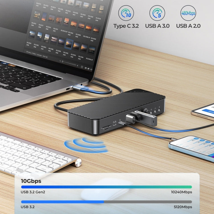 ORICO DKA20-BK-BP 10Gbps 20 in 1 Type-C 3.0 HUB Docking Station (UK Plug) - free shipping - PMC Jewellery - Order now!