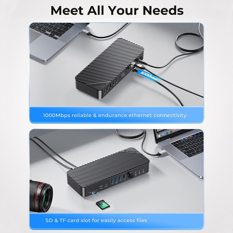 ORICO DKA20-BK-BP 10Gbps 20 in 1 Type-C 3.0 HUB Docking Station (US Plug) - USB HUB by ORICO | Online Shopping South Africa | PMC Jewellery | Buy Now Pay Later Mobicred