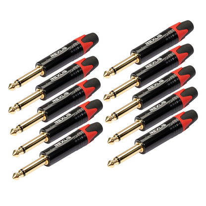 10 PCS TC202 6.35mm Gold-plated Mono Sound Welding Audio Adapter Plug(Red) - Microphone Audio Cable & Connector by PMC Jewellery | Online Shopping South Africa | PMC Jewellery | Buy Now Pay Later Mobicred