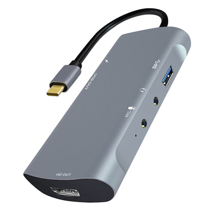 Z41 6 in 1 USB-C / Type-C to PD USB-C / Type-C + HD HDMI + USB 3.0 + 3.5mm AUX + USB + Microphone Interface Multifunctional Docking Station Video Capture Card (Grey) - Video Capture Solutions by PMC Jewellery | Online Shopping South Africa | PMC Jewellery | Buy Now Pay Later Mobicred