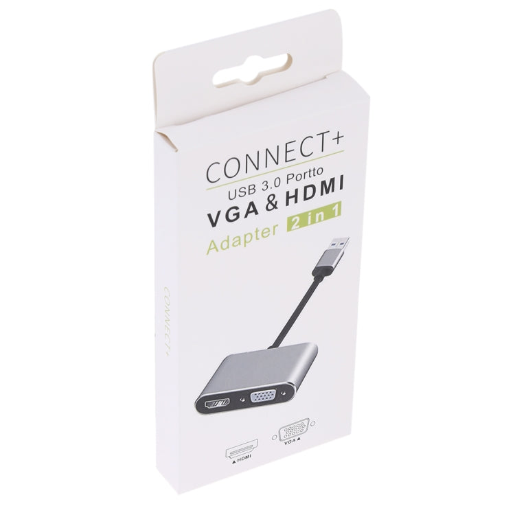 2 in 1 USB 3.0 to HDMI + VGA Adapter(Silver) - Cable & Adapters by PMC TechLife | Online Shopping South Africa | PMC TechLife | Buy Now Pay Later Mobicred