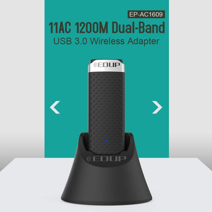 EDUP EP-AC1609 1200Mbps High Speed USB 3.0 WiFi Adapter Receiver Ethernet Adapter with 1m Extend Cable & Base - USB Network Adapter by EDUP | Online Shopping South Africa | PMC Jewellery | Buy Now Pay Later Mobicred