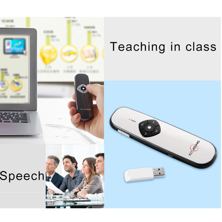 ASiNG A800 USB Charging 2.4GHz Wireless Presenter PowerPoint Clicker Representation Remote Control Pointer, Control Distance: 100m(White) - free shipping - PMC Jewellery - Order now!