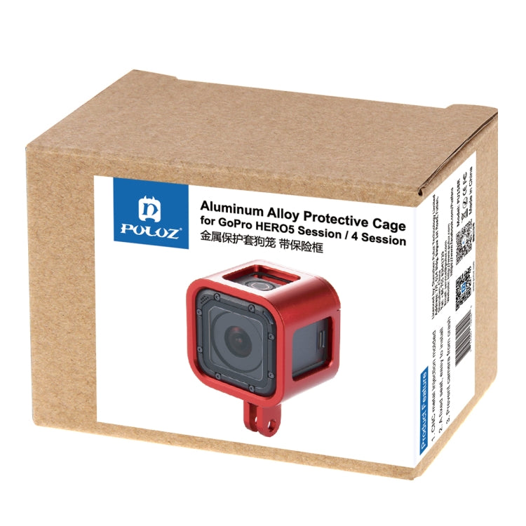 PULUZ Housing Shell CNC Aluminum Alloy Protective Cage with Insurance Frame for GoPro HERO5 Session /HERO4 Session /HERO Session(Red) - Metal Cases by PULUZ | Online Shopping South Africa | PMC Jewellery | Buy Now Pay Later Mobicred