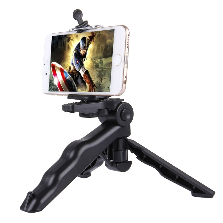 PULUZ Grip Folding Tripod Mount with Adapter & Screws for GoPro Hero11 Black / HERO10 Black / HERO9 Black / HERO8 Black / HERO7 /6 /5 /5 Session /4 Session /4 /3+ /3 /2 /1, Xiaoyi and Other Action Cameras, Load Max: 2kg(Black) - Portable Mini Tripod by PULUZ | Online Shopping South Africa | PMC Jewellery | Buy Now Pay Later Mobicred