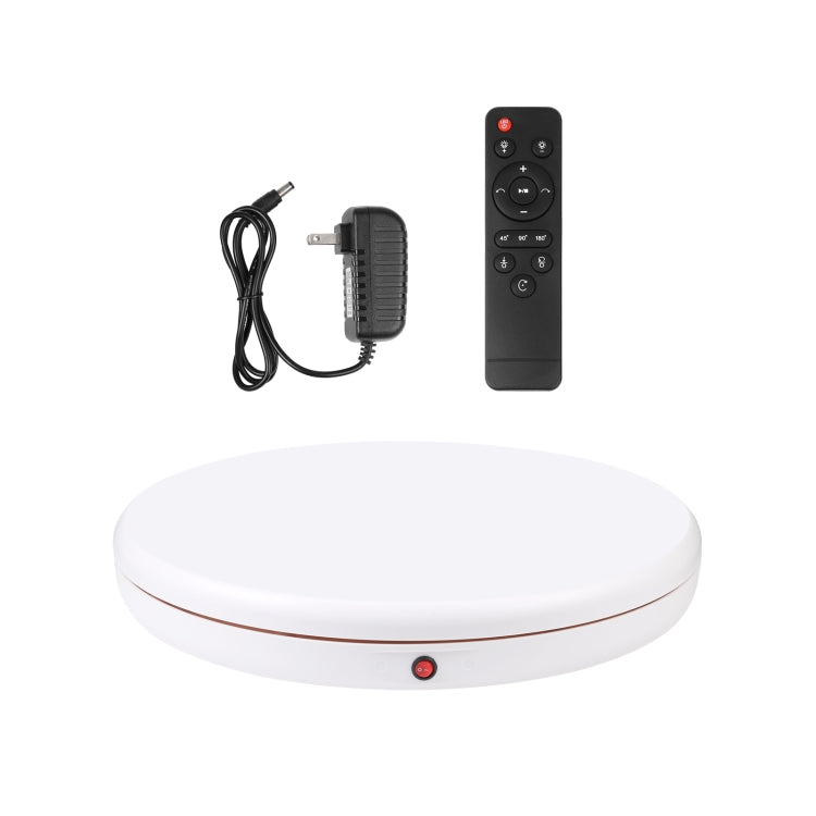 PULUZ 45cm Remote Control Adjusting Speed Rotating Turntable Display Stand, White, Load 100kg(US Plug) - free shipping - PMC TechLife - Order now!