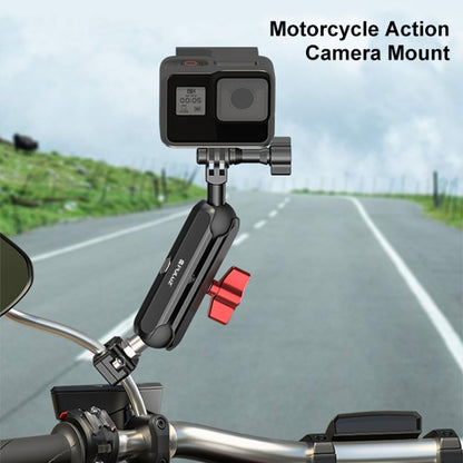 PULUZ Motorcycle Rearview Small Clamp CNC Metal Magic Arm Rod Mount (Black) - Bicycle Handlebar Mount by PULUZ | Online Shopping South Africa | PMC Jewellery | Buy Now Pay Later Mobicred