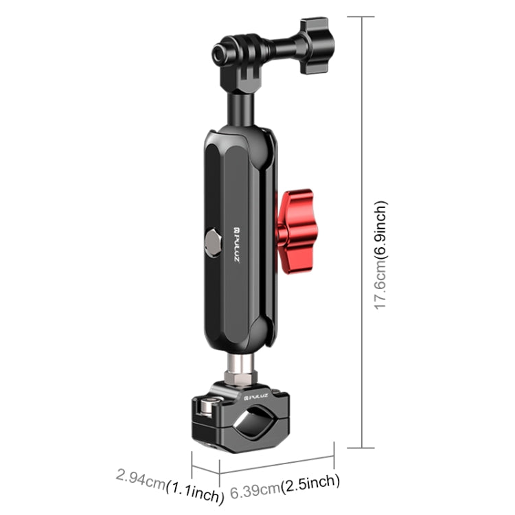 PULUZ Motorcycle Rearview Medium Clamp CNC Metal Magic Arm Rod Mount - Bicycle Handlebar Mount by PULUZ | Online Shopping South Africa | PMC TechLife | Buy Now Pay Later Mobicred