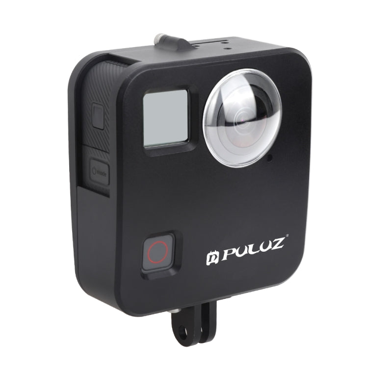 PULUZ for GoPro Fusion Housing Shell CNC Aluminum Alloy Protective Cage with Basic Mount & Lens Caps(Black) - Metal Cases by PULUZ | Online Shopping South Africa | PMC Jewellery | Buy Now Pay Later Mobicred