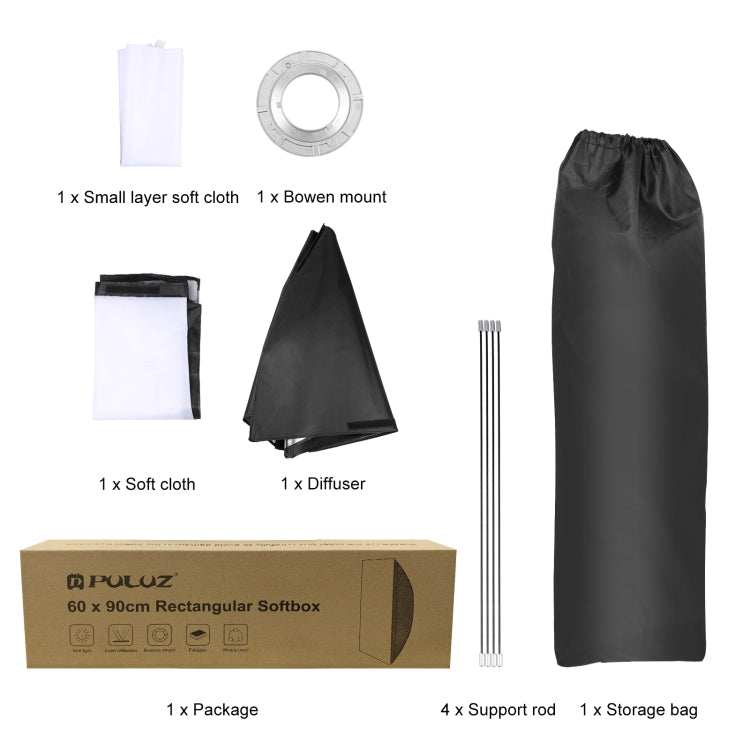 PULUZ Rectangle Speedlite Softbox Bowens Mount Diffuser - free shipping - PMC TechLife - Order now!