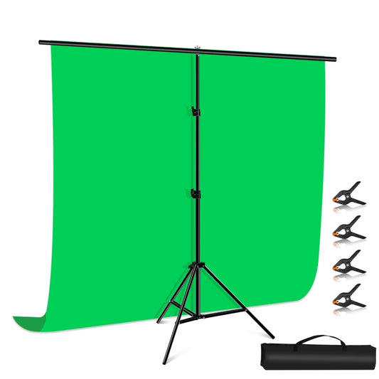 PULUZ 2x2m T-Shape Photo Studio Background Support Stand Backdrop Crossbar Bracket Kit with Clips(Green) - Other by PULUZ | Online Shopping South Africa | PMC Jewellery | Buy Now Pay Later Mobicred