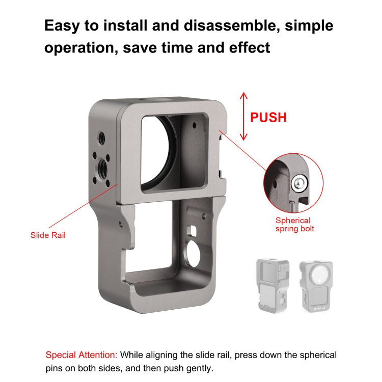 PULUZ CNC Aluminum Alloy Cage for DJI Action 2(Titanium Color) - Protection Frame by PULUZ | Online Shopping South Africa | PMC TechLife | Buy Now Pay Later Mobicred