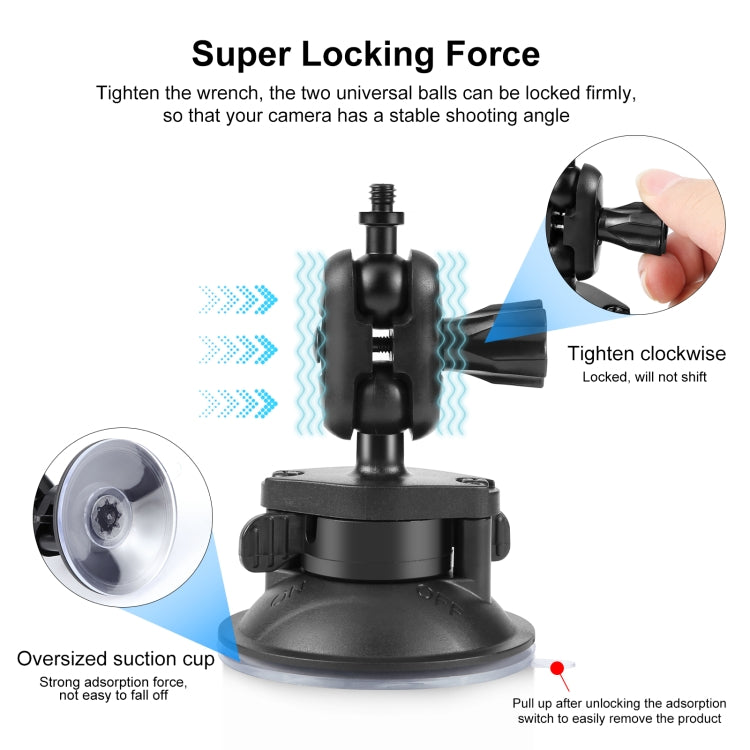 PULUZ 1/4 inch Magic Arm Suction Cup Mount (Black) - Helmet Mount by PULUZ | Online Shopping South Africa | PMC TechLife | Buy Now Pay Later Mobicred