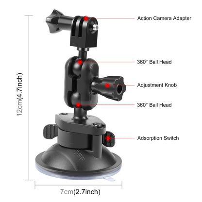 PULUZ Magic Arm Suction Cup Mount (Black) - Helmet Mount by PULUZ | Online Shopping South Africa | PMC Jewellery | Buy Now Pay Later Mobicred