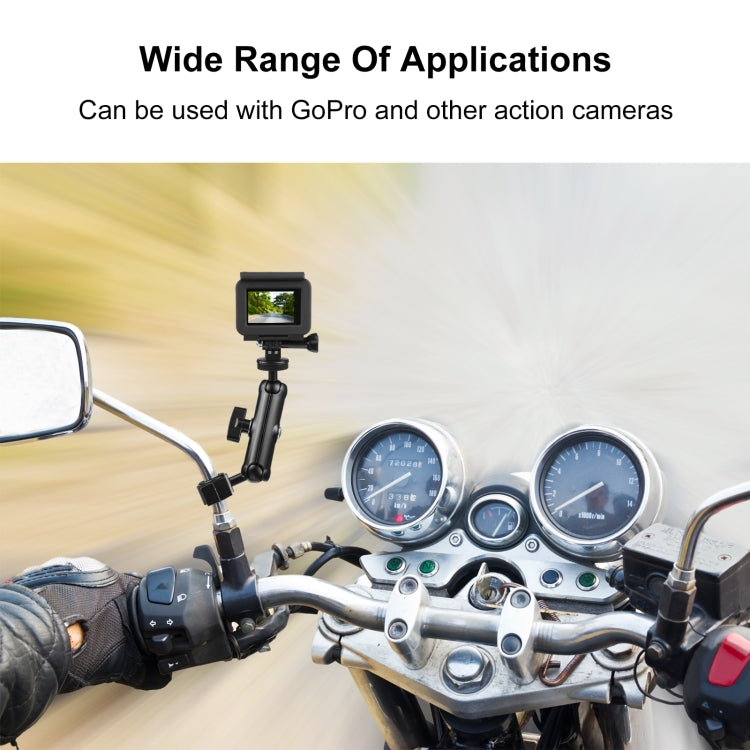 PULUZ Motorcycle Holder Rearview Mirror Fixed Mount for GoPro and Other Action Cameras (Black) - Bicycle Handlebar Mount by PULUZ | Online Shopping South Africa | PMC Jewellery | Buy Now Pay Later Mobicred