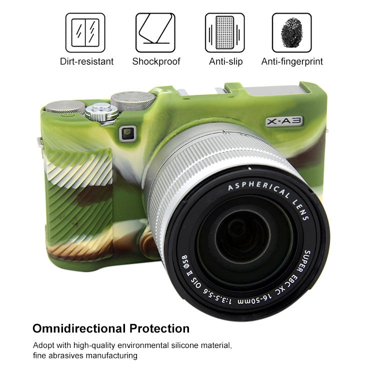 PULUZ Soft Silicone Protective Case for FUJIFILM X-A3 / X-A10(Camouflage) - free shipping - PMC TechLife - Order now!