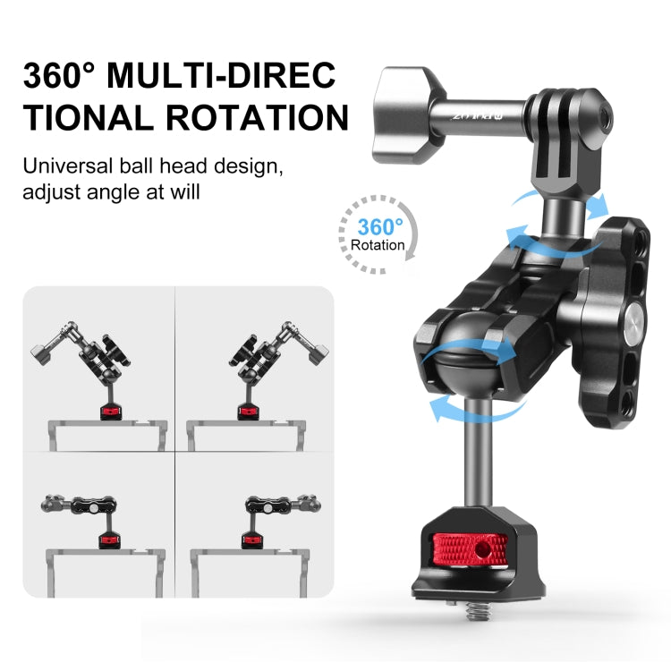PULUZ Magic Arm Multi-way Ball  Aluminum Alloy Mount (Black) - Stand Bracket by PULUZ | Online Shopping South Africa | PMC TechLife | Buy Now Pay Later Mobicred