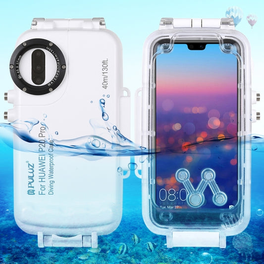 PULUZ 40m/130ft Waterproof Diving Case for Huawei P20 Pro, Photo Video Taking Underwater Housing Cover(White) - Huawei Cases by PULUZ | Online Shopping South Africa | PMC Jewellery | Buy Now Pay Later Mobicred