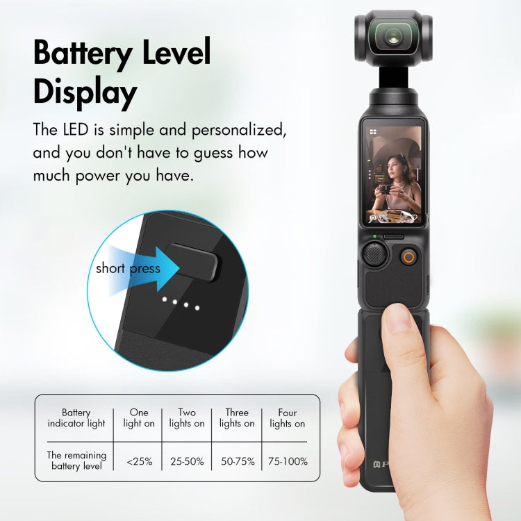For DJI Osmo Pocket 3 PULUZ High-Capacity 2800mAh Battery Grip (Black) - free shipping - PMC TechLife - Order now!