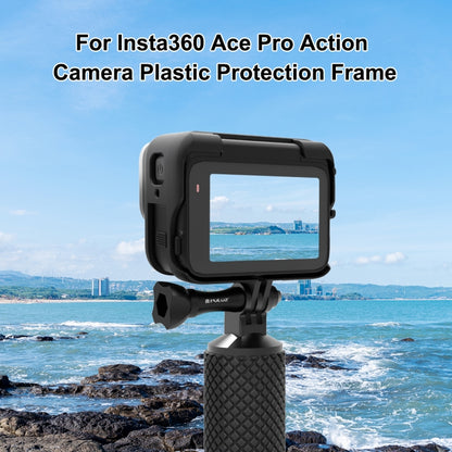 For Insta360 Ace Pro PULUZ Plastic Cage Expansion Adapter Frame with Cold Shoe Base (Black) - Mount & Holder by PULUZ | Online Shopping South Africa | PMC Jewellery