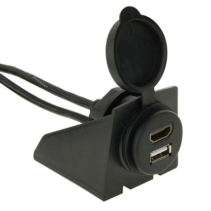 USB 2.0 & Micro HDMI (Type-D) Male to USB 2.0 & HDMI (Type-A) Female Adapter Cable with Car Flush Mount, Length: 2m - DIY Cables by PMC Jewellery | Online Shopping South Africa | PMC Jewellery