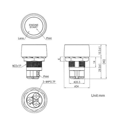 Red Light Push Start Ignition Switch for Racing Sport (DC 12V)(Red) - Car Switches by PMC Jewellery | Online Shopping South Africa | PMC Jewellery