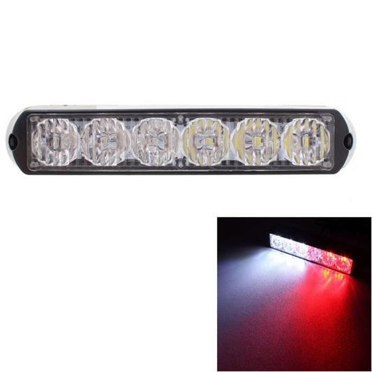 18W 1080LM 6-LED White + Red Light Wired Car Flashing Warning Signal Lamp, DC 12-24V, Wire Length: 90cm - Warning Lights by PMC Jewellery | Online Shopping South Africa | PMC Jewellery | Buy Now Pay Later Mobicred