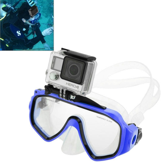 Water Sports Diving Equipment Diving Mask Swimming Glasses with Mount for GoPro Hero12 Black / Hero11 /10 /9 /8 /7 /6 /5, Insta360 Ace / Ace Pro, DJI Osmo Action 4 and Other Action Cameras(Blue) - Diving Mask by PMC Jewellery | Online Shopping South Africa | PMC Jewellery | Buy Now Pay Later Mobicred